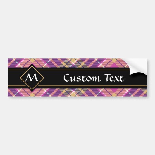 Roze, goud en blauwe tartan bumpersticker (Voorkant)