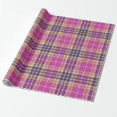 Roze, goud en blauwe tartan cadeaupapier (Uitgerold)