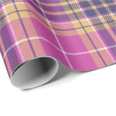 Roze, goud en blauwe tartan cadeaupapier (Rol Hoek)