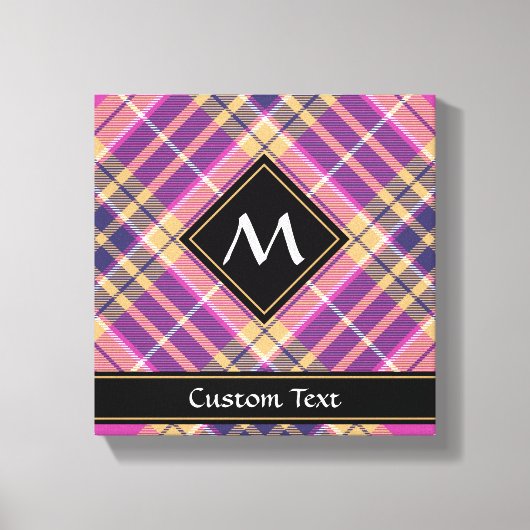 Roze, goud en blauwe tartan canvas afdruk (Voorkant)