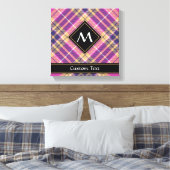 Roze, goud en blauwe tartan canvas afdruk (Insitu (Slaapkamer))