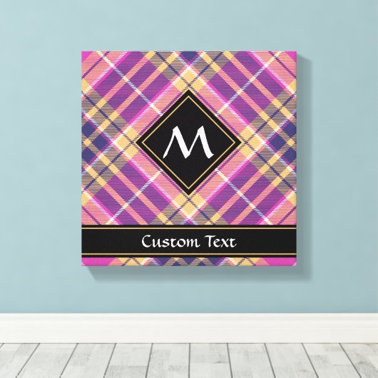 Roze, goud en blauwe tartan canvas afdruk (Insitu (Houten vloer))