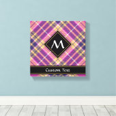 Roze, goud en blauwe tartan canvas afdruk (Insitu (Houten vloer))