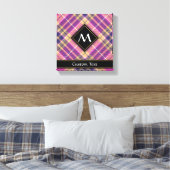 Roze, goud en blauwe tartan canvas afdruk (Insitu (Slaapkamer))