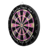 Roze, goud en blauwe tartan dartbord (Voorkant Rechts)