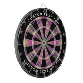 Roze, goud en blauwe tartan dartbord (Voorkant Links)