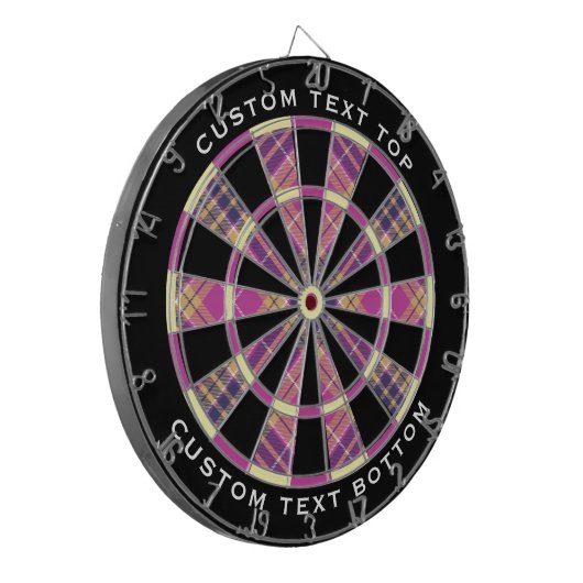 Roze, goud en blauwe tartan dartbord (Voorkant Links)