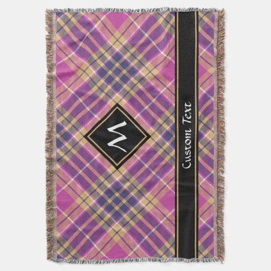 Roze, goud en blauwe tartan deken (Voorkant Verticaal)