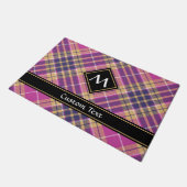Roze, goud en blauwe tartan deurmat (Schuin)