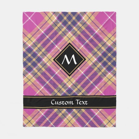 Roze, goud en blauwe tartan fleece deken (Voorkant)