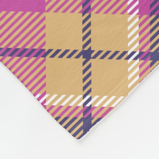 Roze, goud en blauwe tartan fleece deken (Hoek)