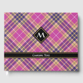 Roze, goud en blauwe tartan gastenboek (Voorkant)
