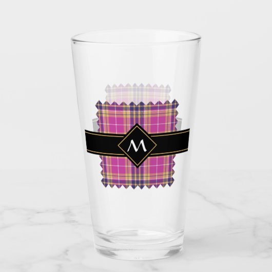 Roze, goud en blauwe tartan glas (Voorkant)