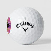 Roze, goud en blauwe tartan golfballen (Logo)
