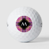 Roze, goud en blauwe tartan golfballen (Voorkant)
