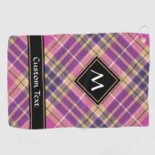 Roze, goud en blauwe tartan golfhanddoek (Horizontaal)