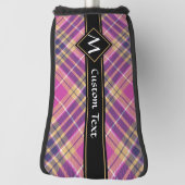Roze, goud en blauwe tartan golfheadcover (Draai 90)