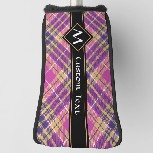 Roze, goud en blauwe tartan golfheadcover (Draai 90)