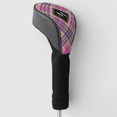 Roze, goud en blauwe tartan golfheadcover (Schuin)