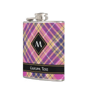 Roze, goud en blauwe tartan heupfles (Links)