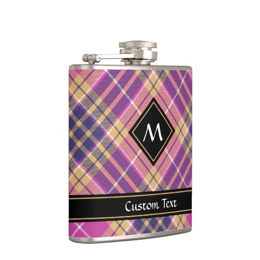 Roze, goud en blauwe tartan heupfles (Rechts)