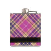 Roze, goud en blauwe tartan heupfles (Achterkant)