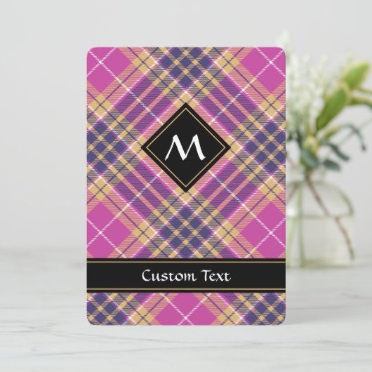 Roze, goud en blauwe tartan kaart (Staand voorkant)