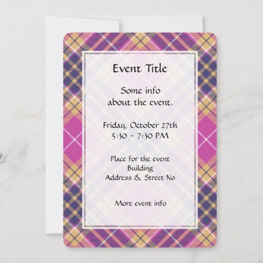 Roze, goud en blauwe tartan kaart (Achterkant)