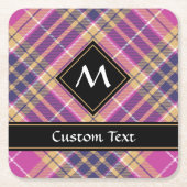 Roze, goud en blauwe tartan kartonnen onderzetters (Voorkant)