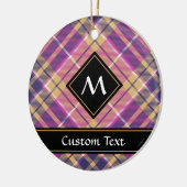 Roze, goud en blauwe tartan keramisch ornament (Links)
