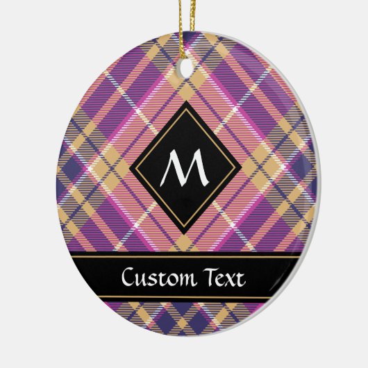 Roze, goud en blauwe tartan keramisch ornament (Links)