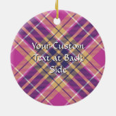 Roze, goud en blauwe tartan keramisch ornament (Achterkant)