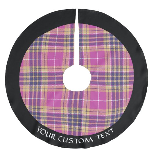 Roze, goud en blauwe tartan kerstboom rok (Voorkant)