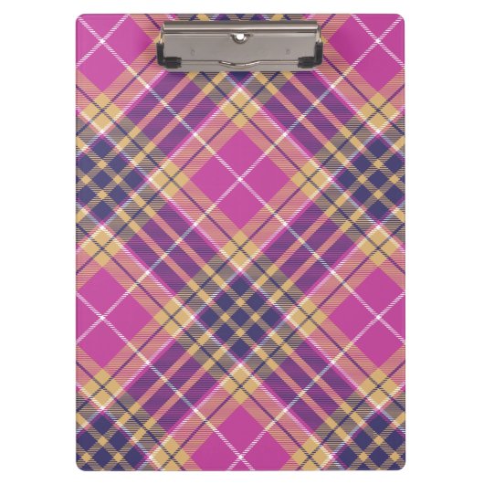 Roze, goud en blauwe tartan klembord (Voorkant)