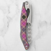 Roze, goud en blauwe tartan kurkentrekker (Achterkant)