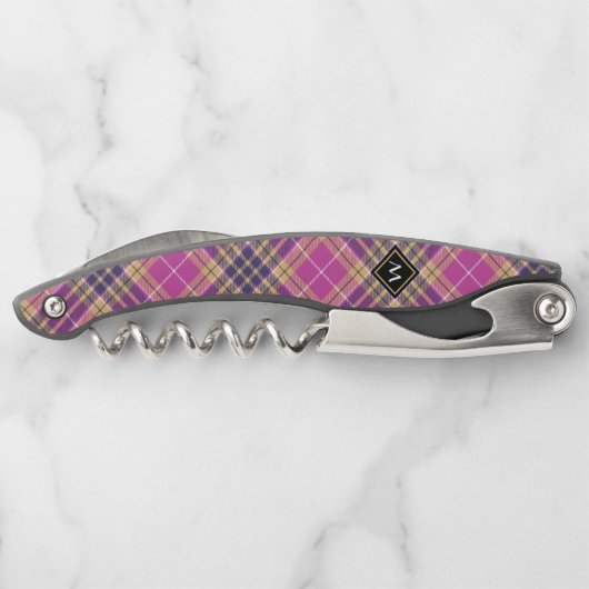 Roze, goud en blauwe tartan kurkentrekker (Achterkant)