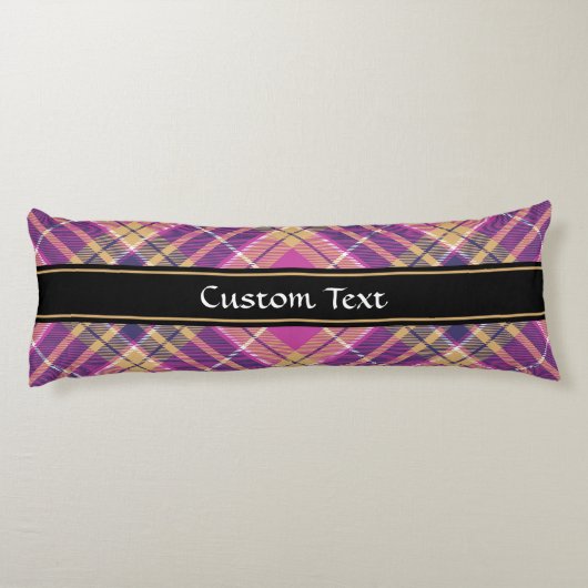 Roze, goud en blauwe tartan lichaamskussen (Achterkant)