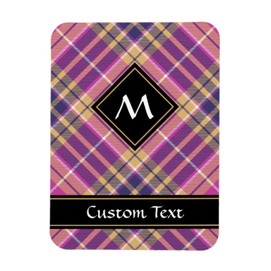 Roze, goud en blauwe tartan magneet (Verticaal)