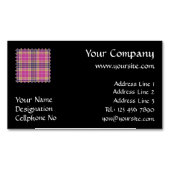 Roze, goud en blauwe tartan magnetisch visitekaartje (Voorkant)