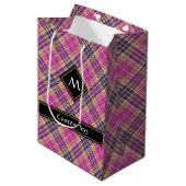 Roze, goud en blauwe tartan medium cadeauzakje (Voorkant Gekanteld)