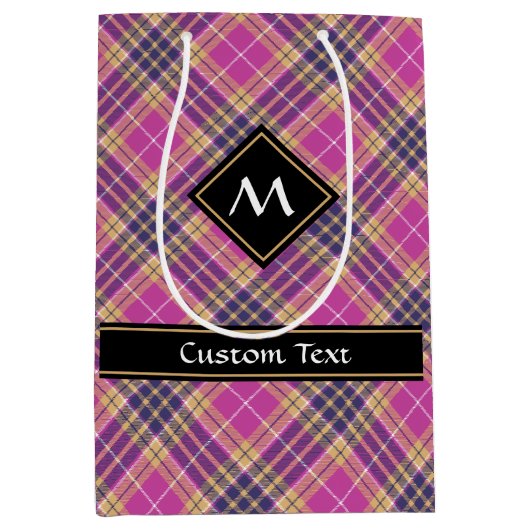 Roze, goud en blauwe tartan medium cadeauzakje (Voorkant)