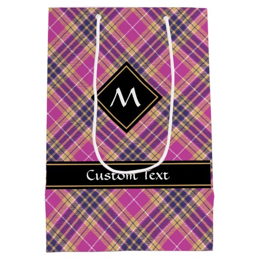 Roze, goud en blauwe tartan medium cadeauzakje (Achterkant)