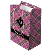 Roze, goud en blauwe tartan medium cadeauzakje (Achterkant Gekanteld)