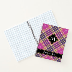 Roze, goud en blauwe tartan notitieboek