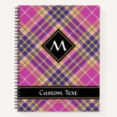 Roze, goud en blauwe tartan notitieboek (Voorkant)