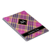 Roze, goud en blauwe tartan notitieboek (Rechterzijde)