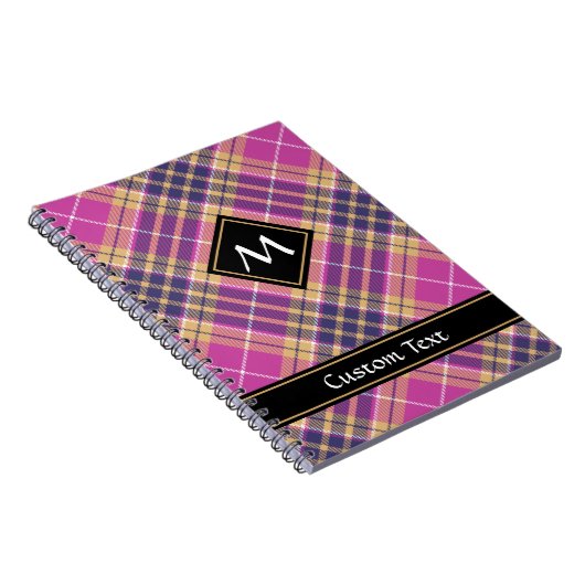 Roze, goud en blauwe tartan notitieboek (Rechterzijde)
