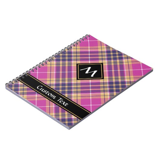 Roze, goud en blauwe tartan notitieboek (Linkerzijde)