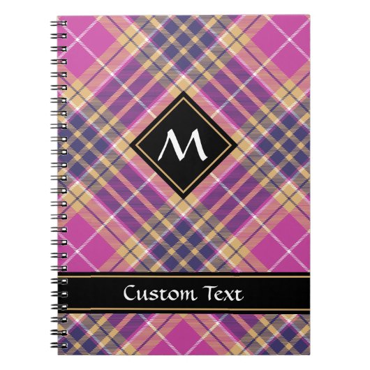 Roze, goud en blauwe tartan notitieboek (Voorkant)