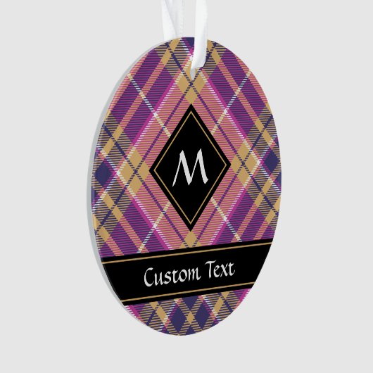 Roze, goud en blauwe tartan ornament (voorkant)